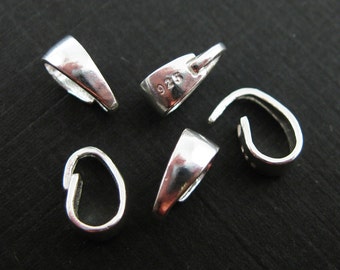 Bail, 925 Sterling Silver Bail, Jewelry and Beading Supplies - Simple Smooth Classic Bail Connector- Findings- 8.5mm - SKU: 219012