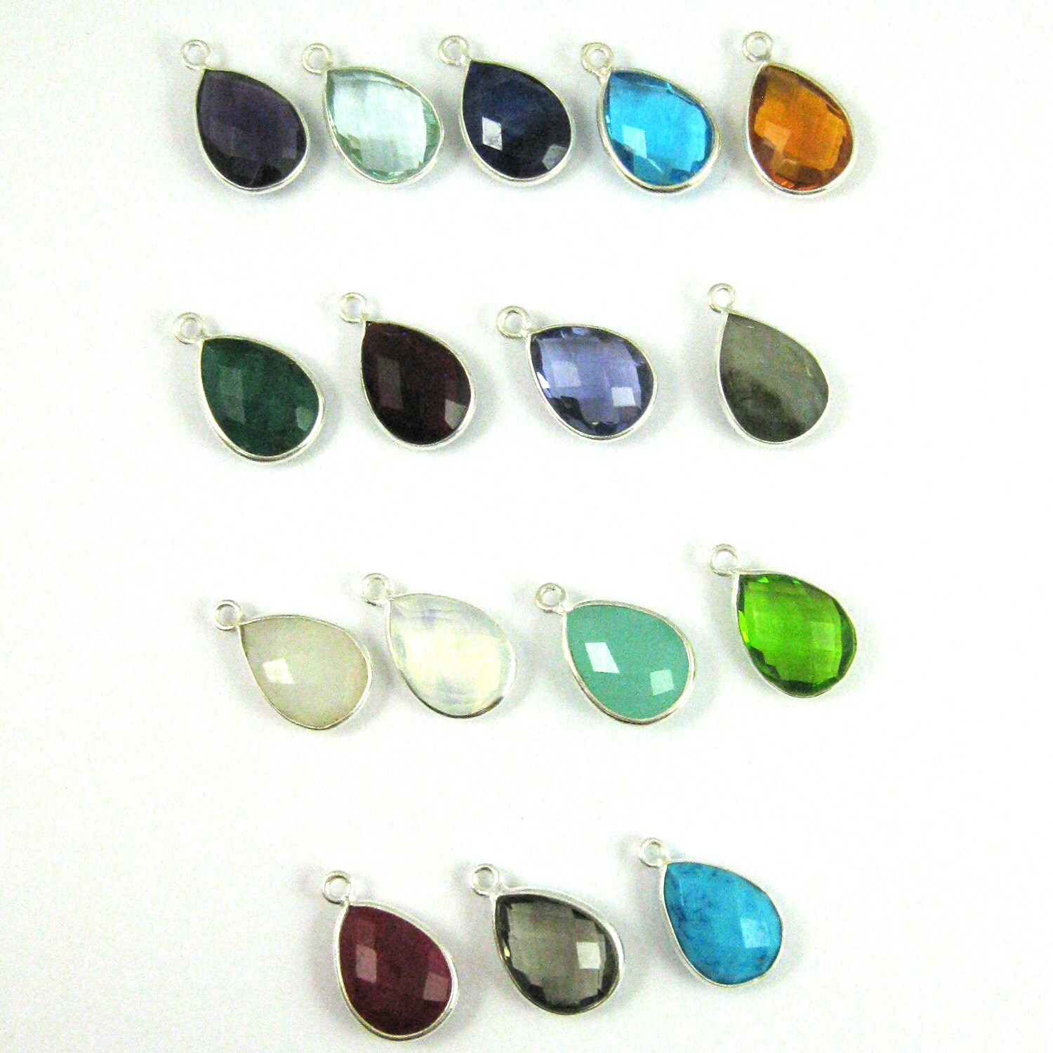 Bezel Gemstone Pendant Small Teardrop 