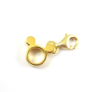 Gold plated 925 Sterling Silver Charms with Clasp- Gold Michey Mouse Ears Removable Charm -Bracelet Add on Charms-9mm-SKU: 291258-VM