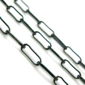 Oxidized Sterling Silver Chain,Unfinished Bulk Chain,Rectangle Chain Link-Long Box Chain-Jewelry Making Supplies3 feet SKU: 101002-OX image 3