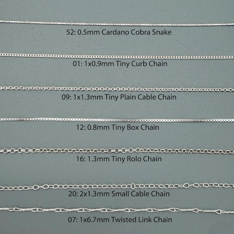 925 Sterling Silver Bulk Chains By The Foot-Permanent Jewelry-Unfinished Jewelry Making Chains-Jewelry Supplies-Over 100 Different Styles image 4