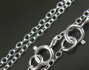 925 Sterling Silver Necklace Chains-Flat Cable Chain -Necklace for Pendant - 18" ( 35 pcs) Save30%-Jewelry Supplies Wholesale SKU: 601021-18