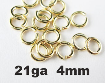 Vermeil Gold Jump Rings,Jumprings, 18K gold plated Sterling Silver Jump Rings-21 gauge-4mm ( 20pcs )-Gold Findings SKU: 205121-040VM