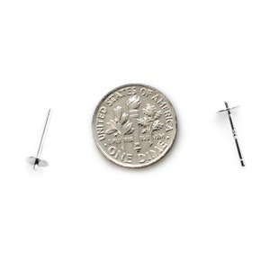Earring Findings,Earring Posts,Sterling Silver Earring Studs for Half Drilled Pearls and Beads-Jewelry Making Supplies (10 pcs)-SKU:203027-5