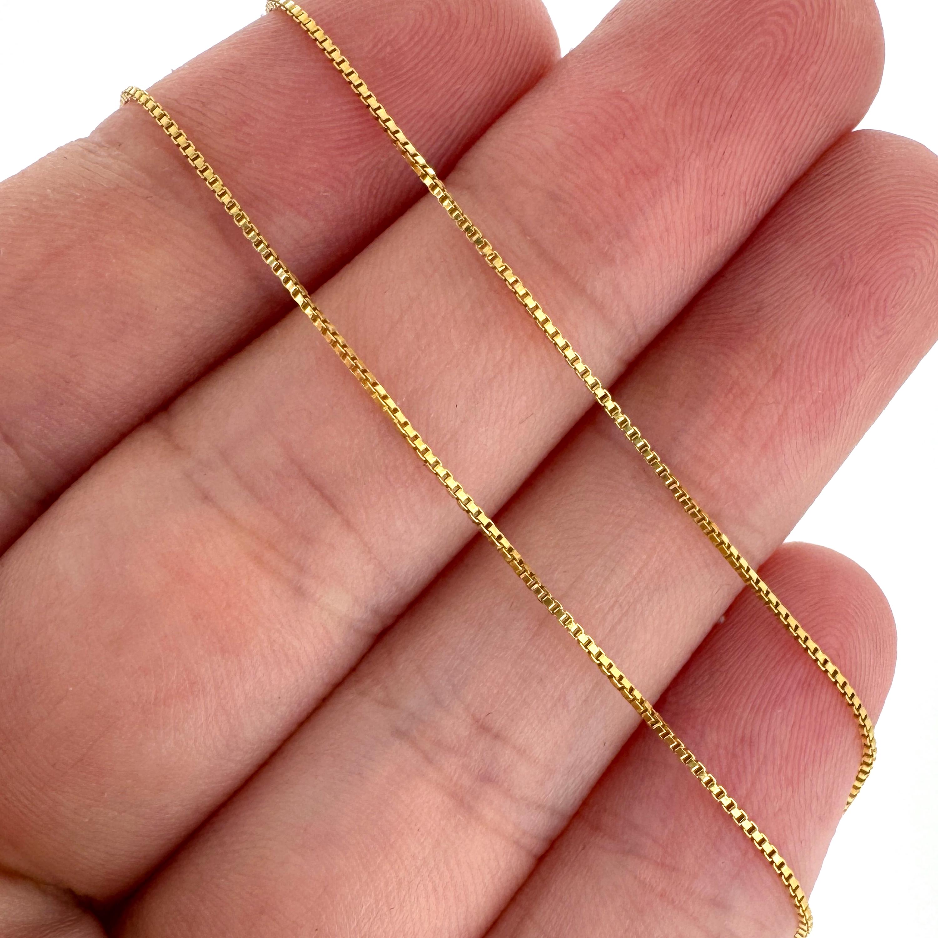 Gold Over Sterling Silver Tiny Box Necklace-0.8mm Tiny Box Chain Gold Over Sterling Silver Tiny Box Necklace-0.8mm Tiny Box Chain