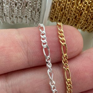 Figaro Chain By The Foot-Bulk Unfinished Chain-Sterling Silver Or Gold Fill-Permanent Jewelry-Jewelry Making Chain-Dainty Figaro Style Chain