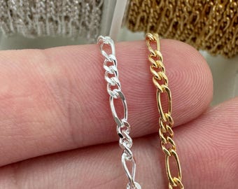 繊細で繊細なフィガロカーブチェーン 3.7 mm x 1.6 mm スターリング