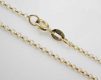 Gold Necklace,Gold Chain,10KT Solid Yellow Gold Chain Necklace-Rolo belcher chain- Finished for pendant-Made in Italy-18" - SKU: 601302-18