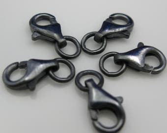Clasp-Oxidized Findings-Sterling Silver Findings -Oxidized Sterling silver lobster clasp with jump rings 9mm (5 pcs) SKU: 202001-09-OX