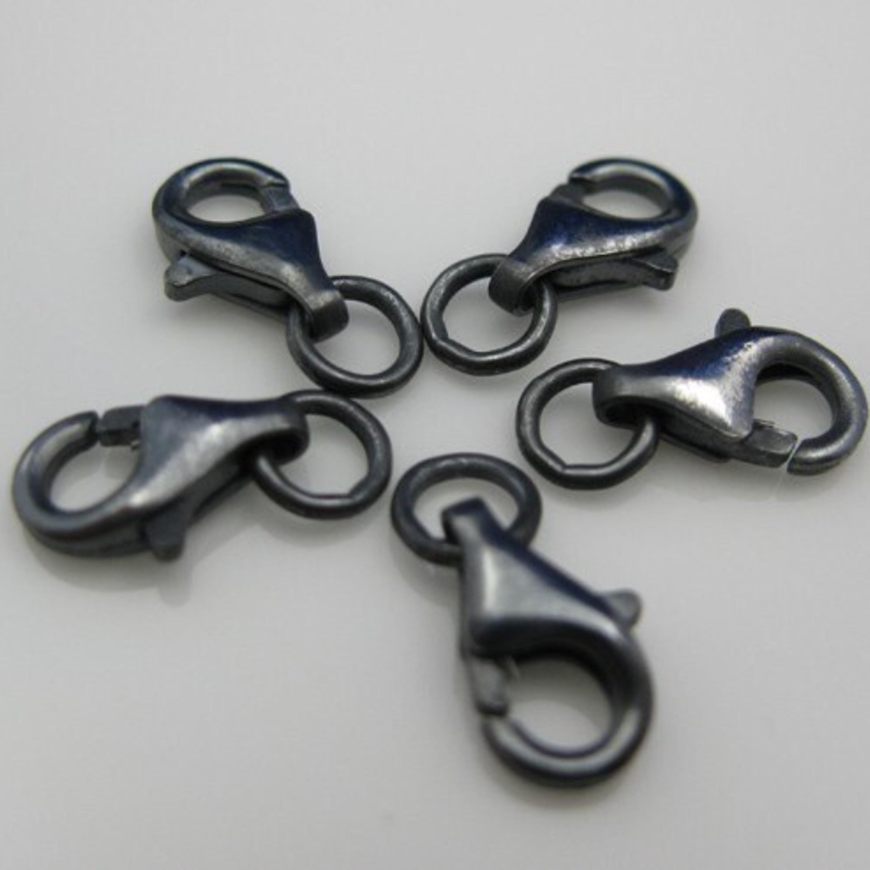 Clasp-Oxidized Findings-Sterling Silver Findings -Oxidized Sterling silver lobster clasp with jump rings 9mm (5 pcs) SKU: 202001-09-OX