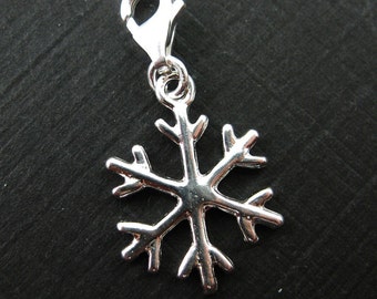 Bracelet Charm-Sterling Silver Charm Bracelet Charms - Snowflake Charm - 18mm -  Charm with Clasp,Add on Charm-Frozen Charm -SKU: 291074