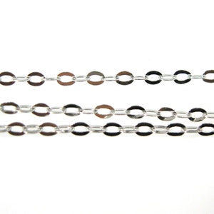 Rhodium plared Sterling Silver Chain , Wholesale order , Flat  Cable Chains  (Up to 30% Off)-Jewelry Supplies Wholesale - SKU: 101021-RH