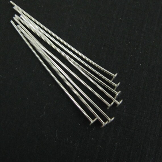 Sterling Silver Flat Head Pins, T Pins - 26Ga - 1 inch (50pcs)