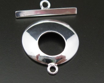 Sterling Silver Toggle - Smooth Plain shape ( 21mm - 1 set) - SKU: 202102