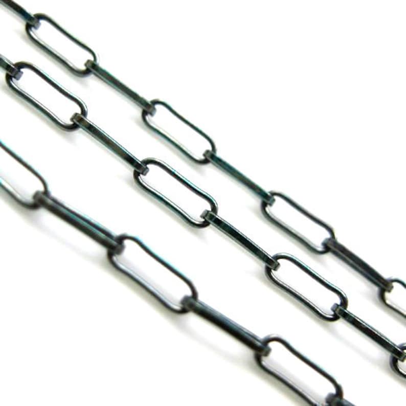 Oxidized Sterling Silver Chain,Unfinished Bulk Chain,Rectangle Chain Link-Long Box Chain-Jewelry Making Supplies3 feet SKU: 101002-OX image 2
