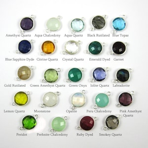 Bezel Gemstone Connectors, Links - Sterling Silver Connectors - Gemstone Connectors, Gemstone Links, Coin Shape -12mm-2 pcs- SKU: 209110