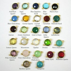 Bezel Gemstone Connectors-Vermeil-27 stone selections-Faceted Coin Shape Gem Connectors,Links-Jewelry Supplies(20mm-2pcs )-SKU:209101