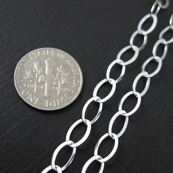 Sterling Silver Chain Sterling Silver Bulk Chain Chunky Chain Big Flat Cable Chain 8 Mm 10 Feet 120 Inches 5 off SKU 101010 Etsy UK