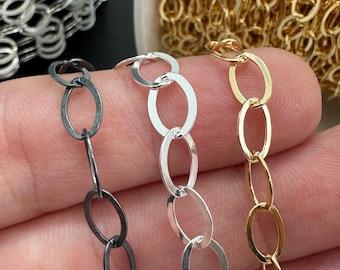 Große flache ovale Kabelkette-Bulk-Kette durch den Fuß-Unfertige Kette-Flachkabel Ketten-Schmuckherstellung Ketten-Bulk Schmuck Zubehör-Oval Link