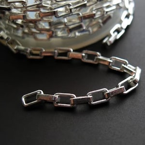 925スターリングシルバーチェーン、未仕上げ、バルクボックスチェーン - ヘビーロングボックスチェーン - 4.5 mm（最大30%オフ） - ジュエリー用品卸売 - SKU: 101040
