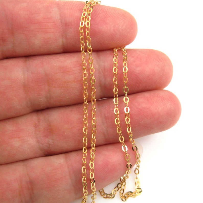 Gold plated Sterling Silver Chain,Flat Cable chain Bulk Chains,Cable Flat Oval50 feetSave 10% Wholesale Jewelry Chains SKU: 101021-VM image 3