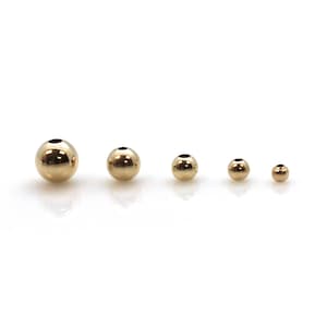 14K Yellow Gold Shiny Beads, Choose from Sizes 2mm, 2.5mm, 3mm, 4mm, or 5mm, Solid Gold Beads for Jewelry Making (5 pieces) SKU: 211032Y