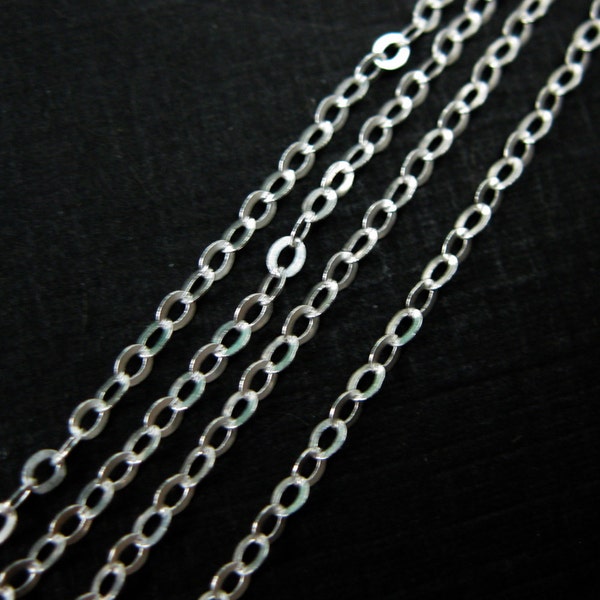 Sterling Silver Chain - Bulk Unfinished Chain By the foot - Flat  Cable Chain -Wholesale Bulk( 20 feet  or 240 inches)- 5% Off - SKU: 101021