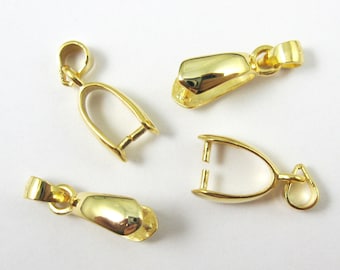 Accesorios de vermeil: conector de enganche de presión simple de plata de ley 925 chapada en oro, enganche de oro grande, accesorios de joyería (16 mm, 1 pieza) - SKU: 219013-VM