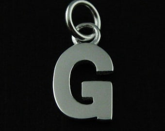 Sterling Silver Charm - Initial, Smooth Letter Charms ( Letter G ) - SKU: 201057-G
