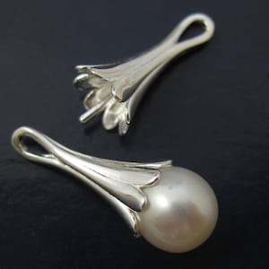 Bead Caps,Solid 925 Sterling Silver Findings,Jewelry Findings-Gold Cone Shape Bead Cap,Post for half drilled pearl bead (1 pc)-SKU:210016