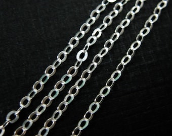 925 Sterling Silver Unfinished Bulk Chain, Cable Flat Oval  ( 3 feet  or 36 inches) - SKU: 101021