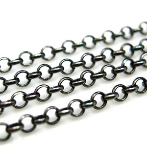 Oxidized Silver Chain,Sterling Silver Chain,Sterling silver Rolo Chain,Unfinished Bulk Chain- 2mm Rolo Chain (1.5 feet) SKU: 101005-OX
