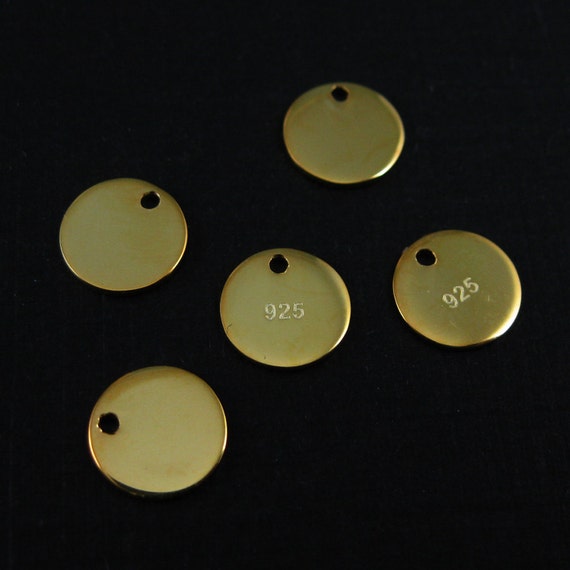 18K Gold Plated Over Sterling Silver Findings Tiny Round Shape