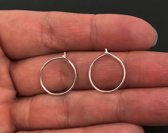Sterling Silver Earrings-925 Sterling Silver Findings - Simple Earring Hoops - 15mm - Silver Hoops- SKU: 203008-15