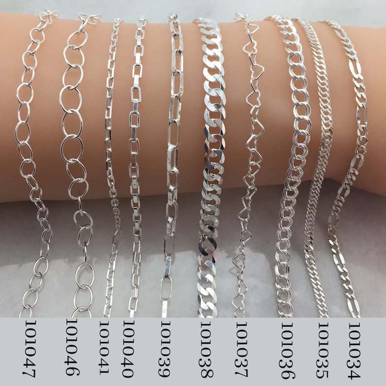 Sterling Silver Chain By The Foot, Jewelry Making Bulk Chain for Permanent Jewelry,Wholesale Bulk Chain More than 50 styles image 6