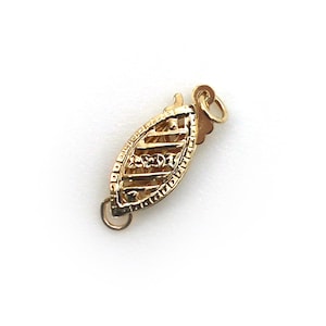 14K Yellow Gold Fancy Filigree Push Clasp, Solid Yellow Gold Clasp for Pearls, Gold Findings for Pearls (1 clasp set) SKU: 202130-Y