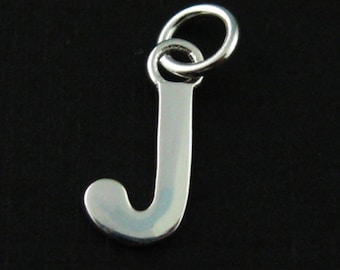 Charms, Letter Charms, Sterling Silver Charm - Initial, Smooth Letter Charms ( Letter J )-Jewelry Findings,Wholesale  SKU: 201057-J