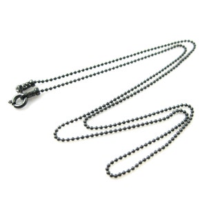Oxidized Necklace-Oxidized Sterling Silver Chain Necklace-1.2mm Ball Chain-Finished Necklace,Extra Long Necklace-All sizes-SKU: 601050-OX