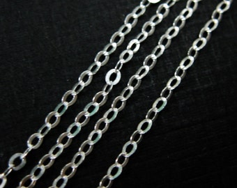 Sterling Silver Chain - Unfinished Bulk Chain, Flat  Cable Chain ( 12 feet ) -  SKU: 101021