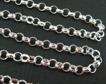 Sterling Silver Chain,Silver Bulk Chain by the foot,Unfinished, Wholesale Jewelry Supplies,Rolo Chain-3.5 mm rolo Chain(1.5 feet)SKU: 101003