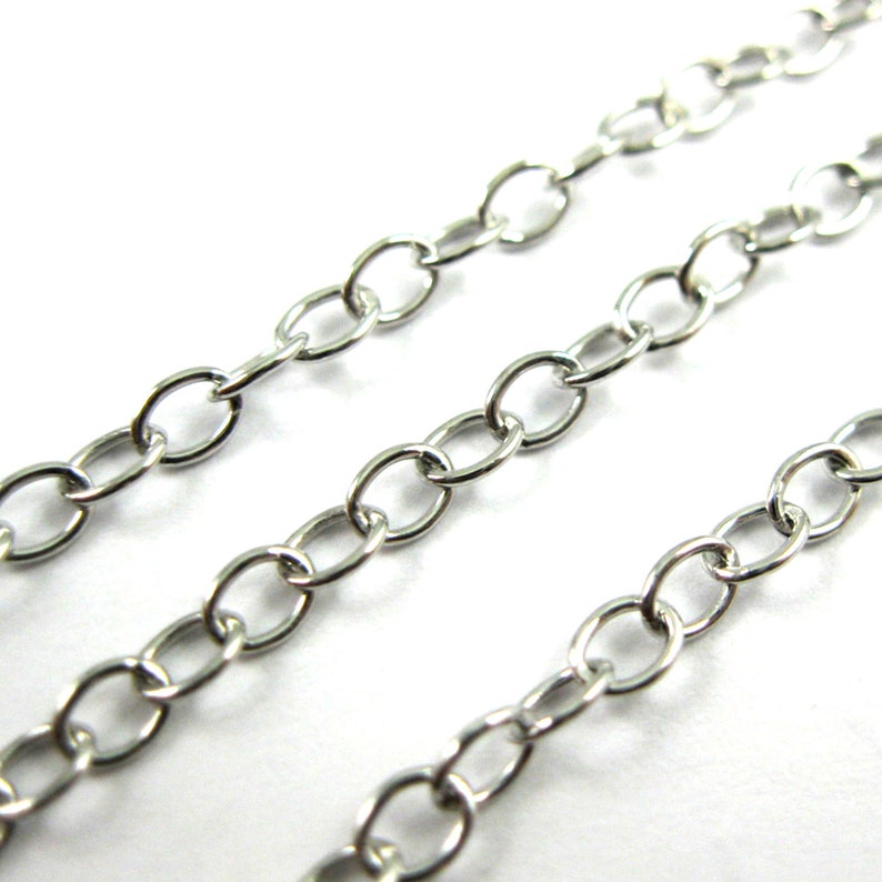 Cable Oval Unfinished Bulk Chain 10/% off Cable Chain Rhodium Plated Genuine Sterling Silver Chain 20 feet SKU: 101014-RH