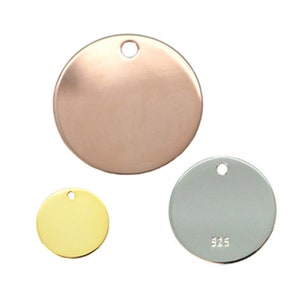 925 Sterling Silver Stamping Blanks, High Polish Smooth Round Disc Stamping Blanks, Gold Plated Silver, Rose Gold Plated Silver Sku: 217004
