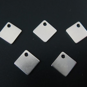 Sterling Silver Tags -  Tiny Diamond Shape Charm Tags  6 mm ( 10 pcs ) - SKU: 217003