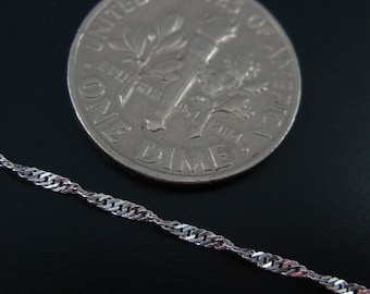 Collana Catena Singapore In Argento 925 &ndash; Lunghezza 16-24 Pollici, Made In Italy