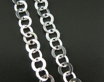 Sterling Silver Chain - Unfinished Bulk Chain, Flat Circle Cable Chain -3.5mm ( Up to 30% off )-Jewelry Supplies Wholesale- SKU: 101015