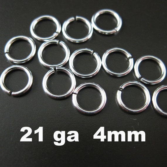 925 Sterling Silver Jump Rings Jumprings-Open Jump Rings-21 ga,0.7mm  Thickness-4mm-Sterling Silver Findings ( 20pcs ) SKU: 205121-040