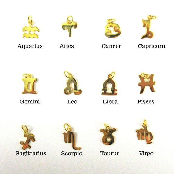 Gold Plated Sterling Silver Zodiac Charm 1 pc SKU: 201211-VM-GEM Birthday Pendant Gold Gemini Zodiac Charm Astrological Sign Charm