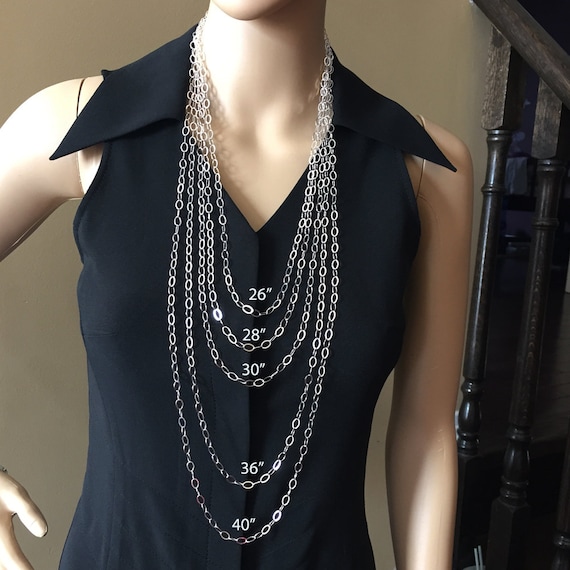 Extra Long Oval Link Necklace 60-inch Hammered Sterling Silver Extra Long Oval Link Necklace 60-inch Hammered Sterling Silver
