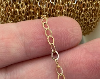 14K goudgevulde platte kabelketting-bulkketting aan de voet-permanente sieradenketting-bulk sieradenlevering-onafgewerkte sieradenketting-alledaagse ketting-