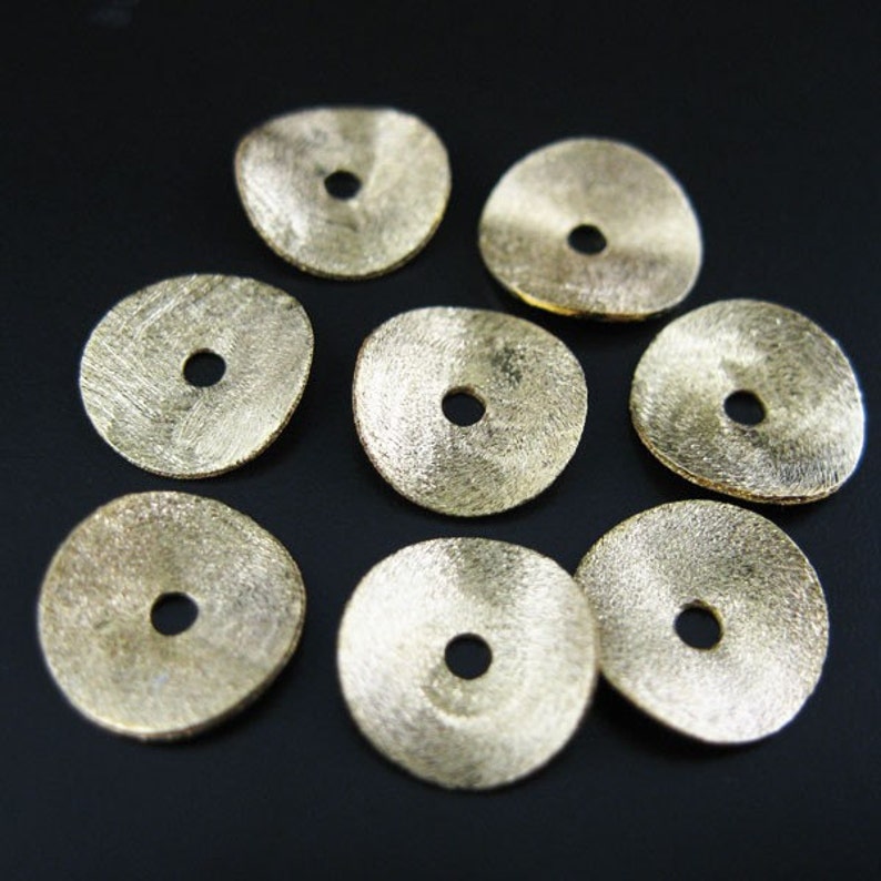 BRUSHED POTATO CHIP WAVY DISC STERLING SILVER PLATED 18K GOLD PLATED BLACK GOLD